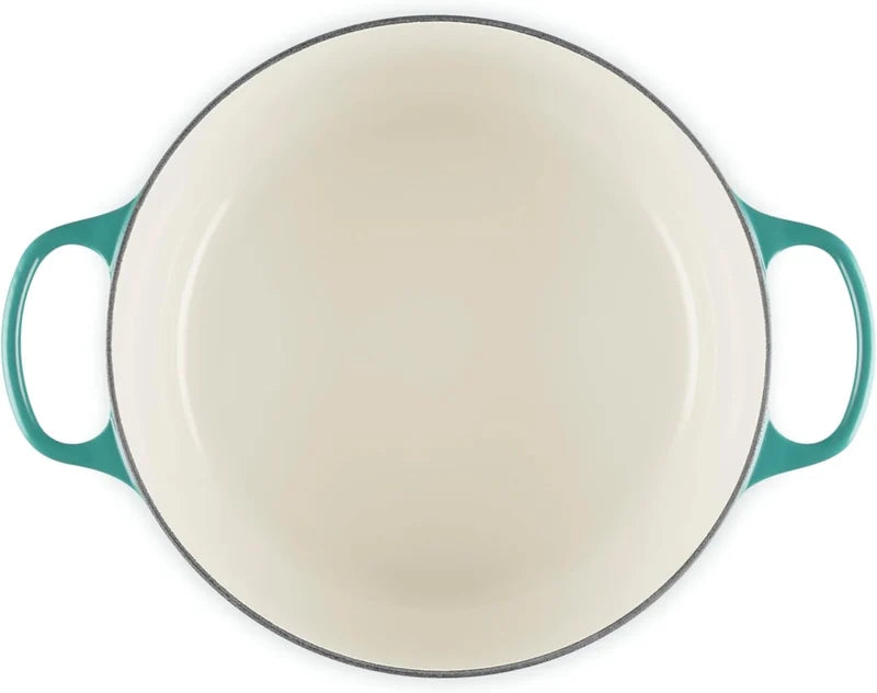 Le Creuset 7 1/4 Qt.  Enameled Cast Iron Signature Round Dutch Oven w/Light Gold Knob - Riviera- Personalized Engraving Available