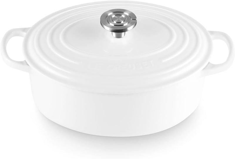 Le Creuset 2 3/4 Qt. Signature Oval Dutch Oven w/Crucible SS Knob - White