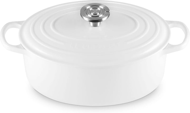 Le Creuset 5 Qt. Signature Oval Dutch Oven w/Crucible SS Knob - White