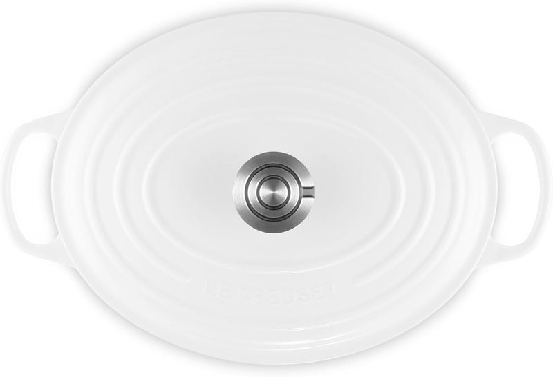 Le Creuset 6 3/4 Qt. Signature Oval Dutch Oven w/Crucible SS Knob - White