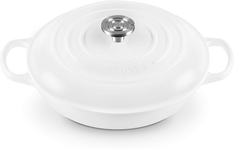 Le Creuset 3 1/2 Qt. Signature Braiser w/Crucible SS Knob - White