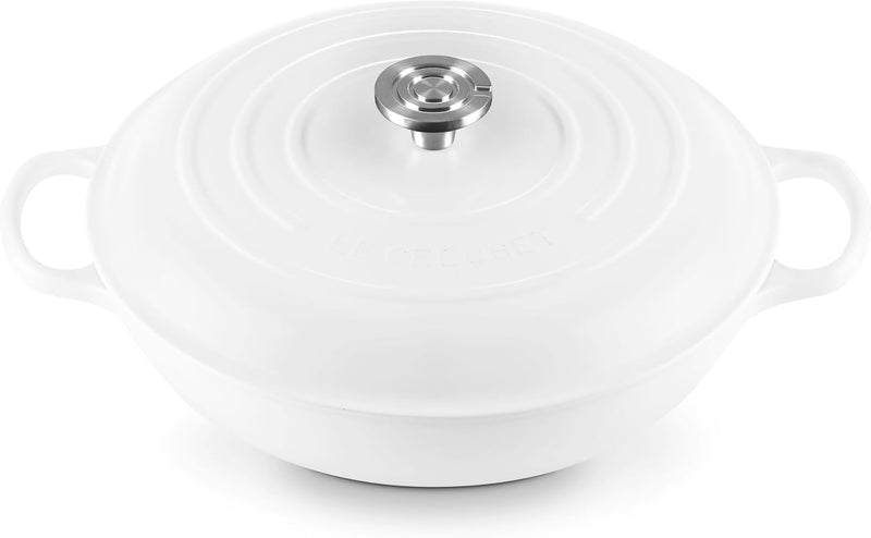Le Creuset 5 Qt. Signature Braiser w/Crucible SS Knob - White
