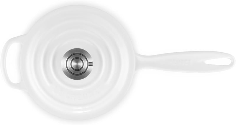 Le Creuset 1 3/4 Qt. Signature Saucepan w/Crucible SS Knob - White