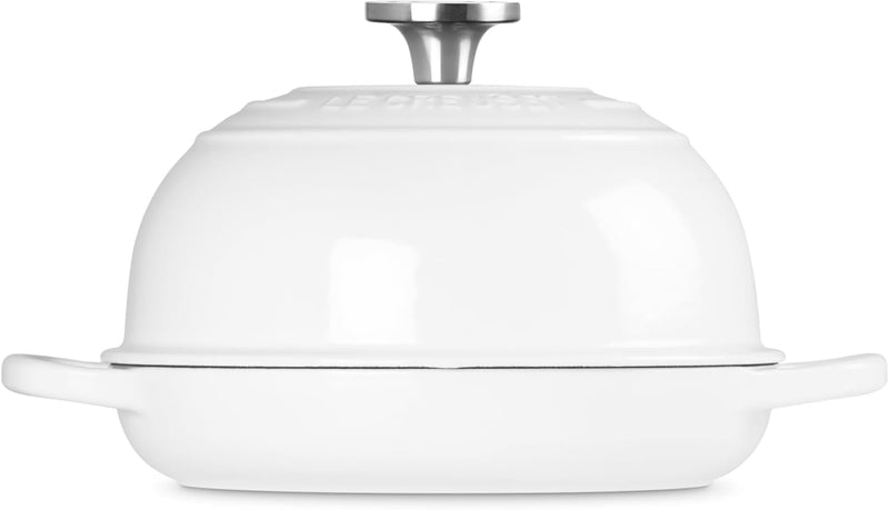 Le Creuset 9 1/2" (1 3/4 Qt.) Enameled Cast Iron Signature Round Bread Oven w/Crucible SS Knob - White
