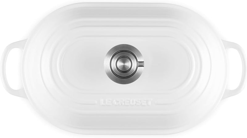 Le Creuset 11 1/2" (1 1/2 Qt.) Signature Enameled Cast Iron Oval Bread Oven w/Crucible SS Knob - White