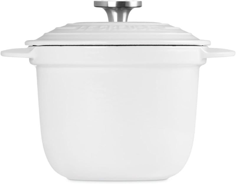 Le Creuset 2 1/4 Qt. Rice Pot w/Crucible SS Knob & Stoneware Insert - White