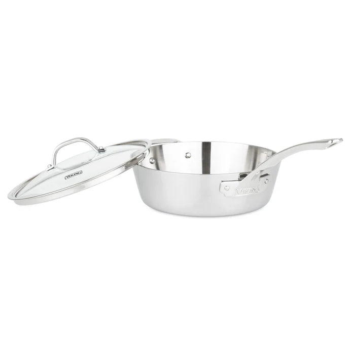 Viking Contemporary 3-Ply - 3.6 Qt. Saute Pan w/Lid + Helper Handle - Mirror Finish