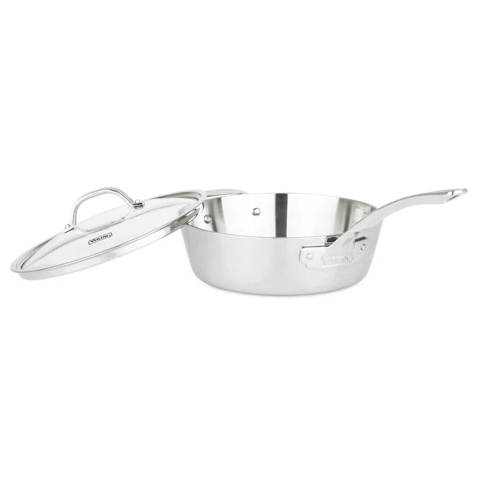 Viking Contemporary 3-Ply - 4.8 Qt. Saute Pan w/Lid + Helper Handle - Mirror Finish