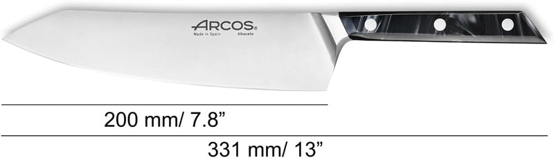Arcos Eclipse Series - 8" Chef's Knife, Black Acrylic Handle