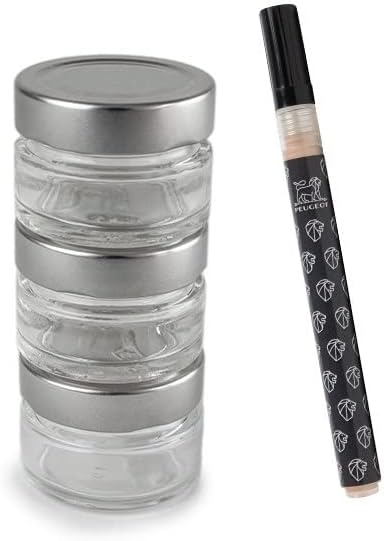 Peugeot Maestro - Set of 3 Empty Glass Jars for Pepper Mill (11cm/4") + Erasable Marker