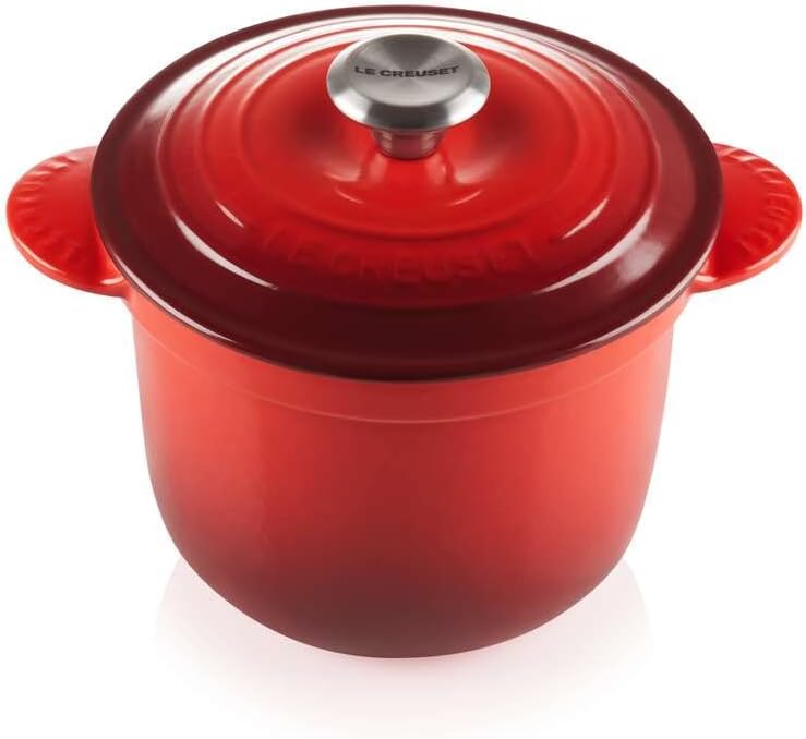 Le Creuset 2 1/4 Qt. Rice Pot w/Stainless Steel Knob & Stoneware Insert - Cerise