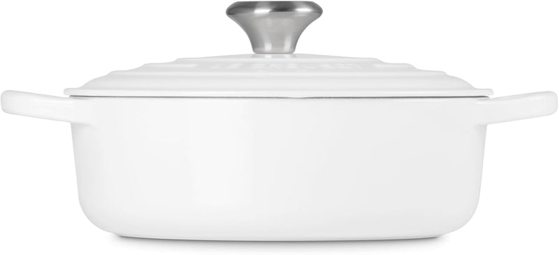 Le Creuset 3 1/2 Qt. Signature Round Wide Dutch Oven w/Stainless Steel Knob - White