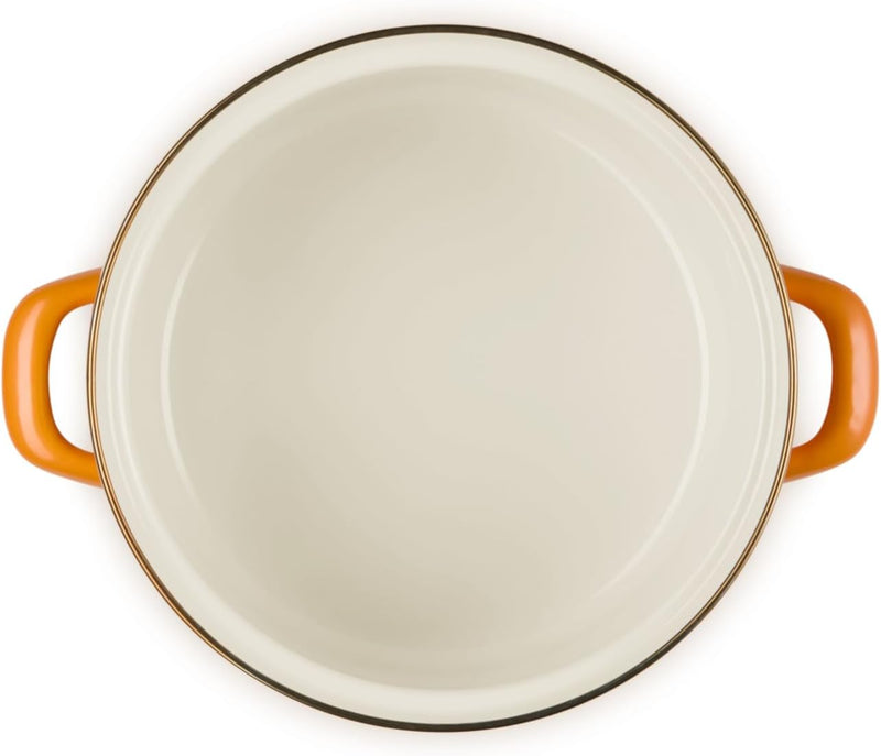 Le Creuset 3.8 Qt. Traditional Petite Stockpot w/Gold Accents - Persimmon