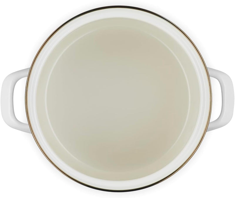 Le Creuset 6 Qt. Traditional Stockpot w/Gold Knob - White