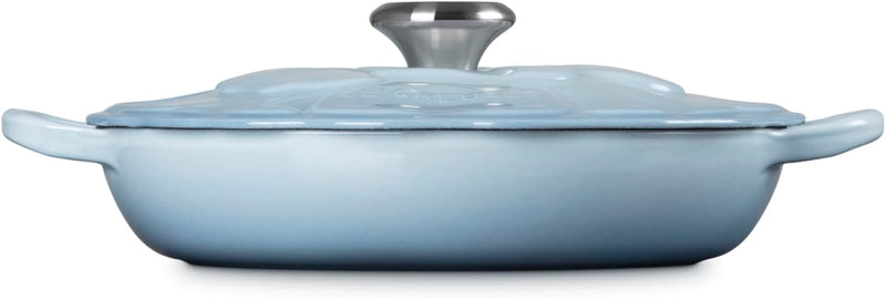 Le Creuset 2 1/4 Qt. Enameled Cast Iron Signature Petal Braiser w/Stainless Steel Knob - Costal Blue