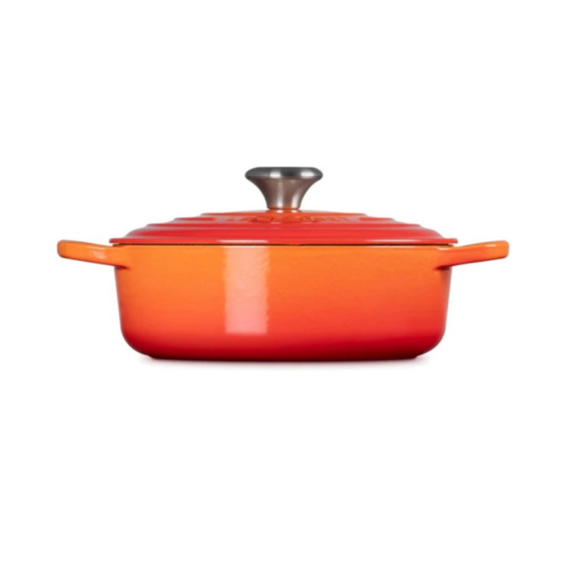 Le Creuset 3 1/2 Qt. Signature Round Wide Dutch Oven w/Stainless Steel Knob - Flame