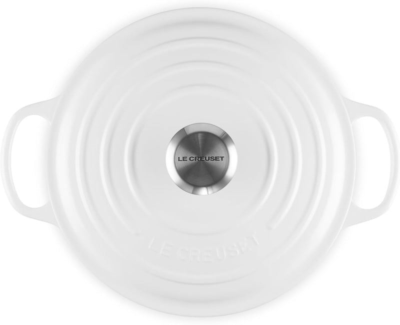 Le Creuset 3 1/2 Qt. Signature Round Wide Dutch Oven w/Stainless Steel Knob - White