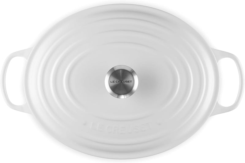 Le Creuset 8 Qt. Signature Oval Dutch Oven w/Stainless Steel Knob - White