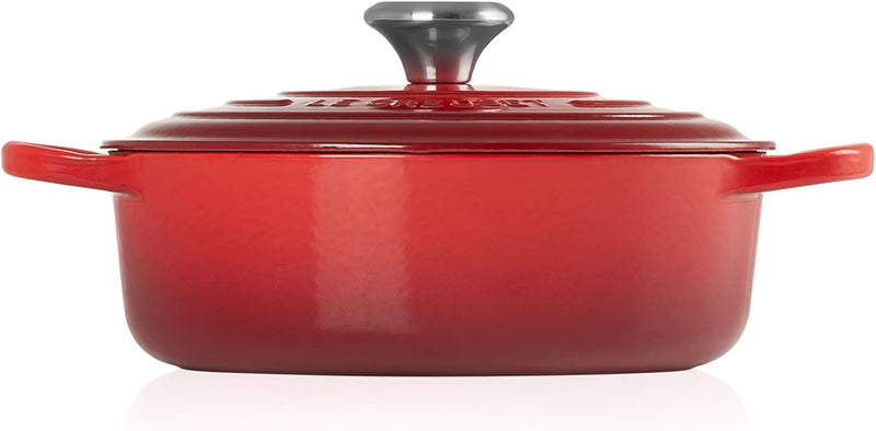 Le Creuset 3 1/2 Qt. Signature Round Wide Dutch Oven w/Stainless Steel Knob - Cerise