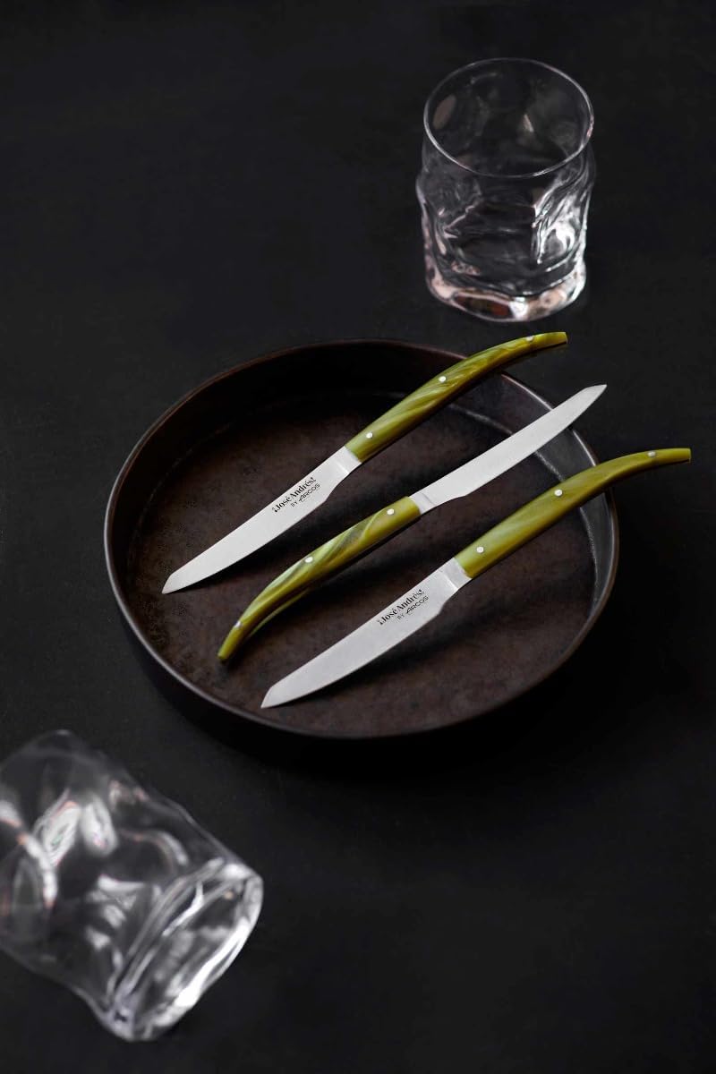 Arcos José Andrés Series - 2 Pc. Steak Knife Set, Green Pearly Marbled Handle