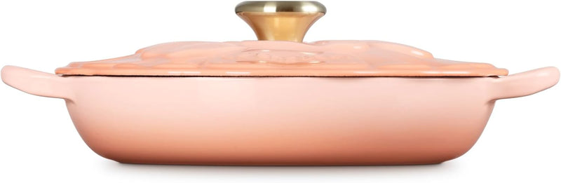Le Creuset 2 1/4 Qt. Enameled Cast Iron Signature Petal Braiser w/Light Gold Knob - Peche