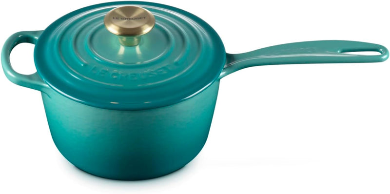 Le Creuset 1 3/4 Qt. Signature Saucepan w/Light Gold Knob - Riviera