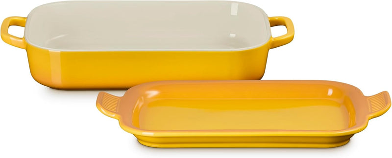 Le Creuset 3 Qt. Shallow Rectangular Dish w/Platter Lid - Nectar
