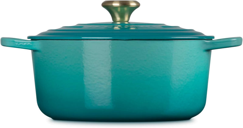 Le Creuset 5 1/2 Qt. Signature Round Dutch Oven w/Light Gold Knob - Riviera
