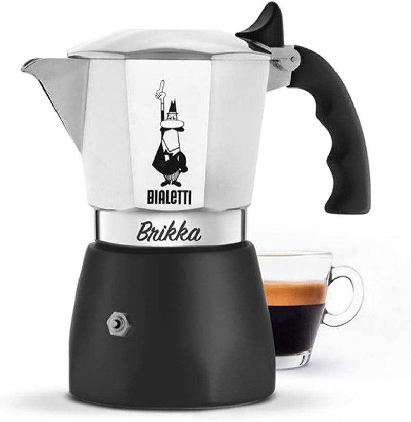 Bialetti Brikka Stovetop Espresso Maker 4 Cups - Black