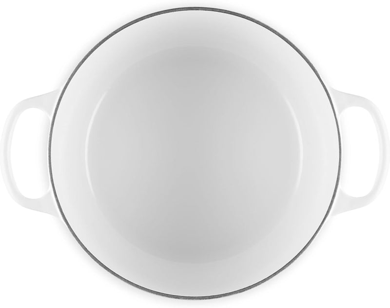 Le Creuset 6 1/2 Qt. Enameled Cast Iron Signature Deep Round Dutch Oven w/Stainless Steel Knob - White