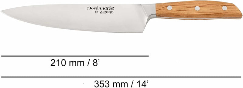 Arcos José Andrés Series - 8" Chef's Knife, Holm Oak Handle