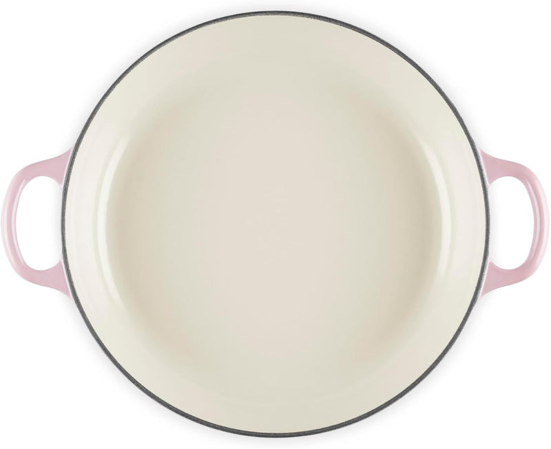Le Creuset 2 1/4 Qt. Enameled Cast Iron Signature Petal Braiser w/Light Gold Knob - Chiffon Pink