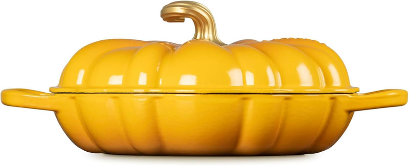 Le Creuset 2 3/4 Qt. Signature Enameled Cast Iron Figural Pumpkin Braiser w/Figural Gold Knob - Nectar