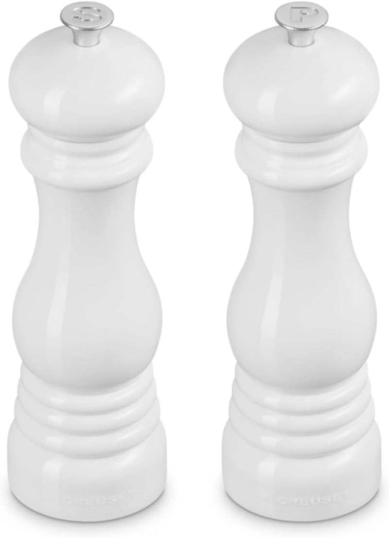 Le Creuset 8" x 2 1/2" Salt and Pepper Mill Set - White
