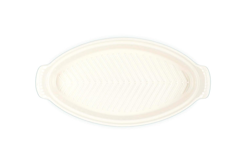 Le Creuset 1 7/10 Qt. Fish Baker w/Stainless Steel - Sea Salt