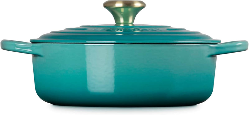 Le Creuset 3 1/2 Qt. Signature Round Wide Dutch Oven w/Light Gold Knob - Riviera