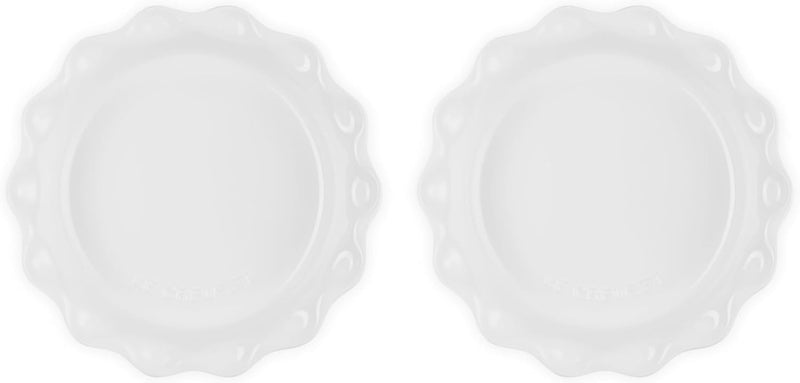 Le Creuset Set of 2 - 9" Heritage Fluted Pie Dish - White