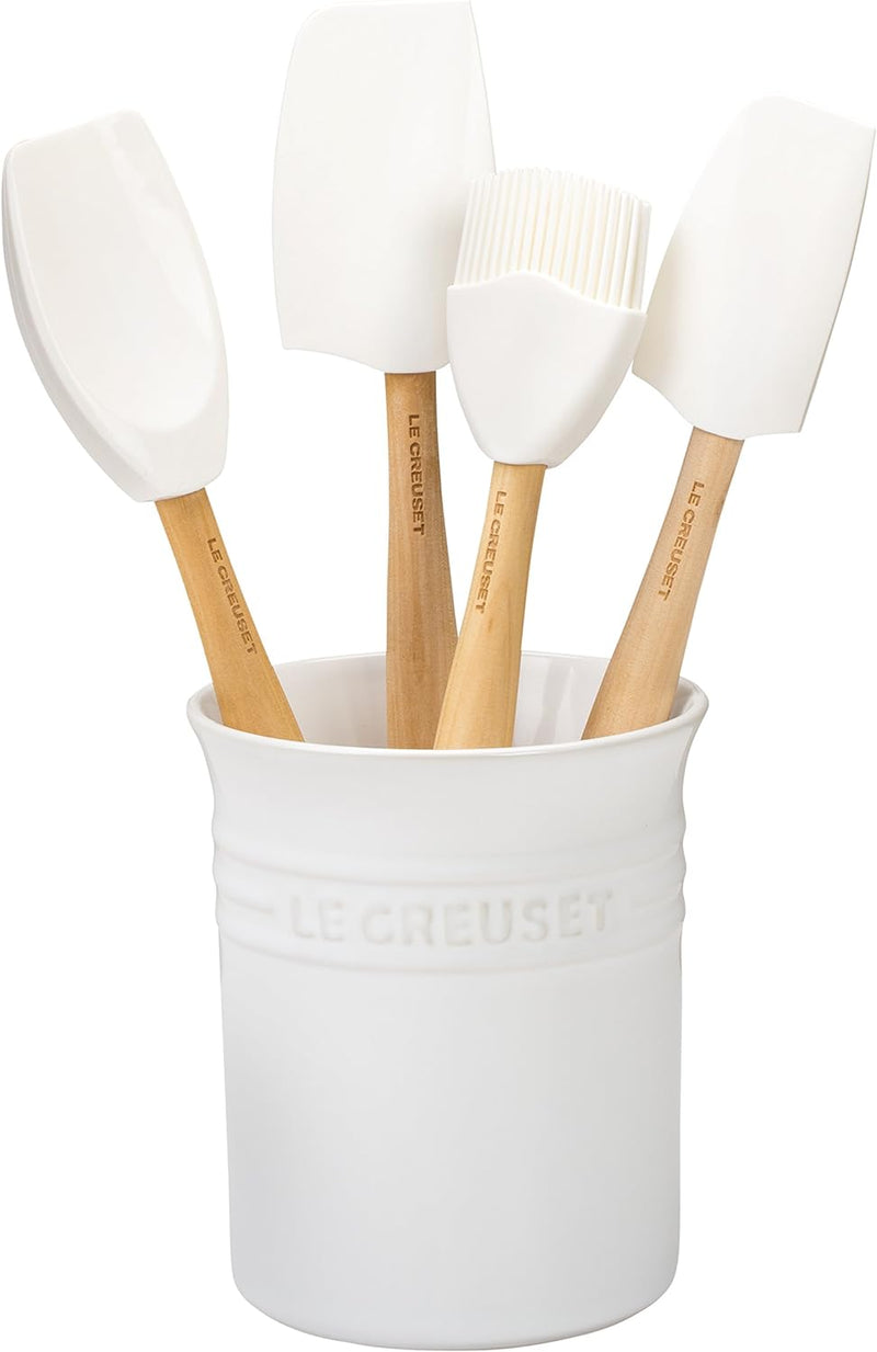 Le Creuset Craft Series 5-Piece Utensil Set w/Crock - White