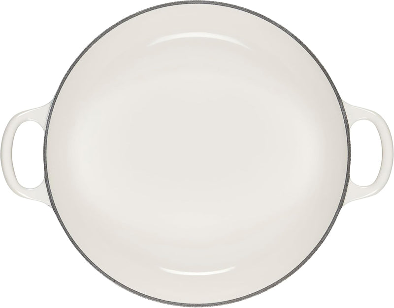 Le Creuset 2 1/4 Qt. Enameled Cast Iron Signature Petal Braiser w/Gold Knob - White