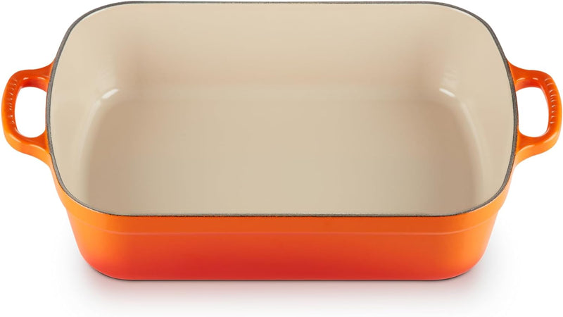 Le Creuset 5 1/4 Qt. (10" x 15 3/4") Signature Rectangular Roaster - Flame