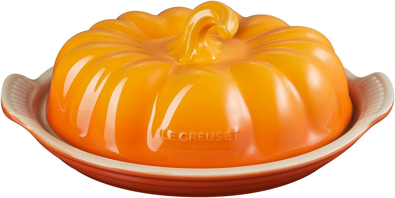 Le Creuset 6" x 4 1/4" Figural Pumpkin Butter Dish - Persimmon