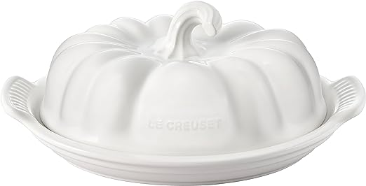Le Creuset 6" x 4 1/4" Figural Pumpkin Butter Dish - White