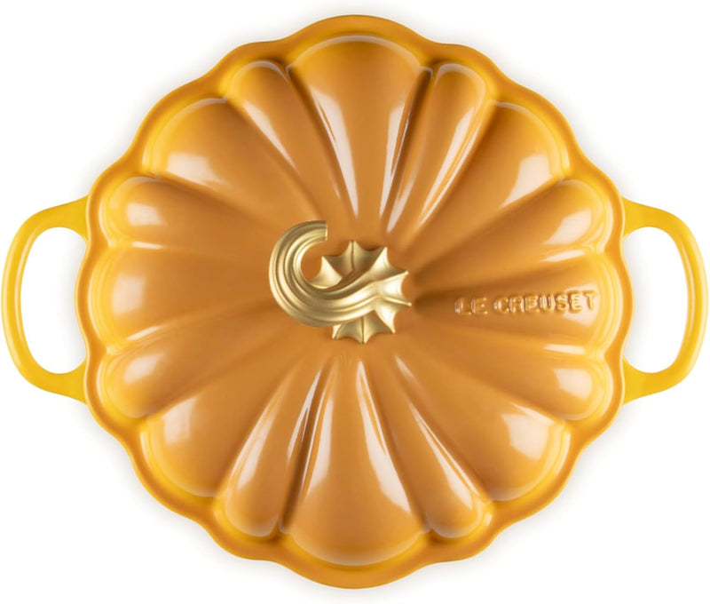 Le Creuset 4 Qt Figural Pumpkin Cocotte w/Gold Figural Knob - Nectar