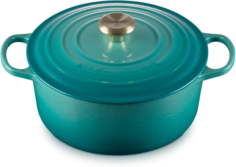 Le Creuset 5 1/2 Qt. Signature Round Dutch Oven w/Light Gold Knob - Riviera