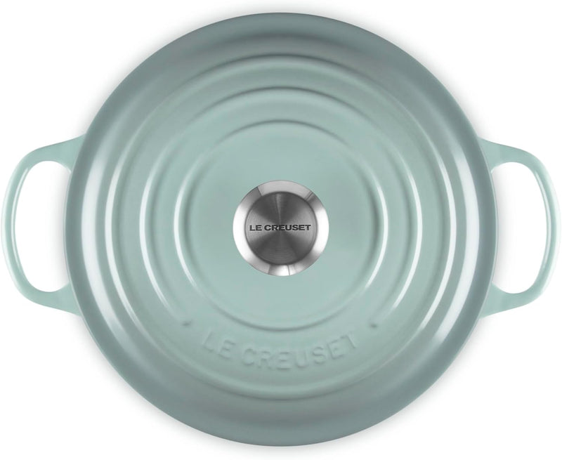 Le Creuset 6 1/2 Qt. Enameled Cast Iron Signature Deep Round Dutch Oven w/Stainless Steel Knob - Sea Salt