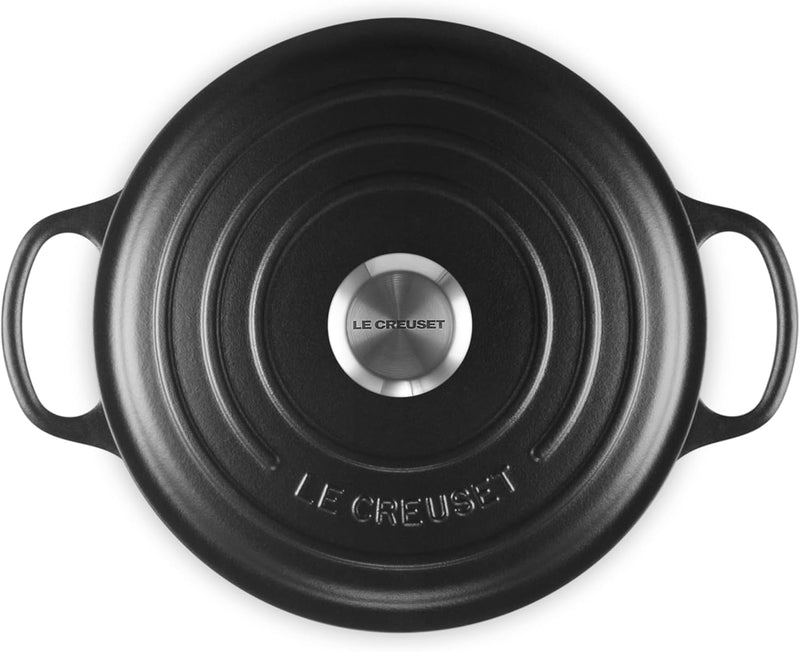 Le Creuset 3 1/2 Qt. Signature Round Wide Dutch Oven w/Stainless Steel Knob - Licorice