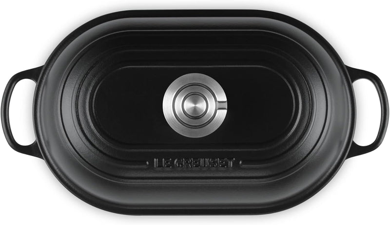 Le Creuset 11 1/2" (1 1/2 Qt.) Signature Enameled Cast Iron Oval Bread Oven w/Crucible SS Knob - Licorice