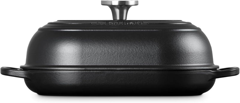Le Creuset 11 1/2" (1 1/2 Qt.) Signature Enameled Cast Iron Oval Bread Oven w/Crucible SS Knob - Licorice