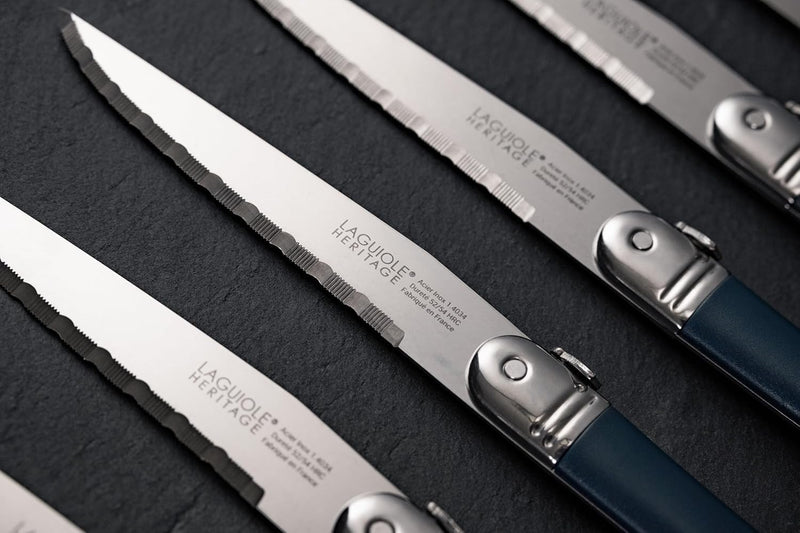 TB Laguiole Heritage 6 Pc. Steak Knife Set - Midnight Blue Handle