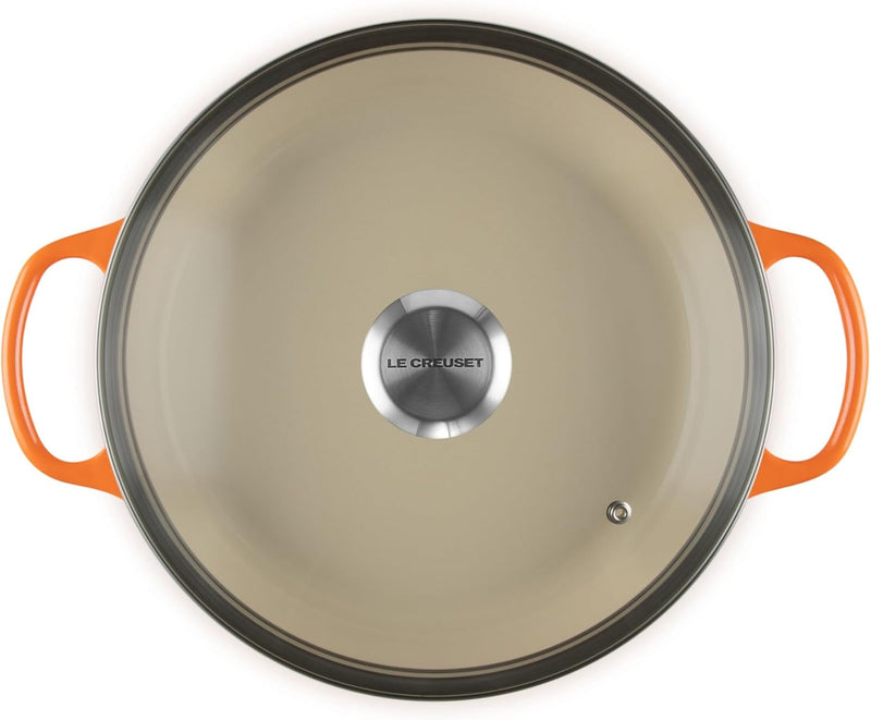 Le Creuset 2 1/4 Qt. Enameled Cast Iron Signature Round Braiser w/Glass Lid & Stainless Steel Knob - Flame